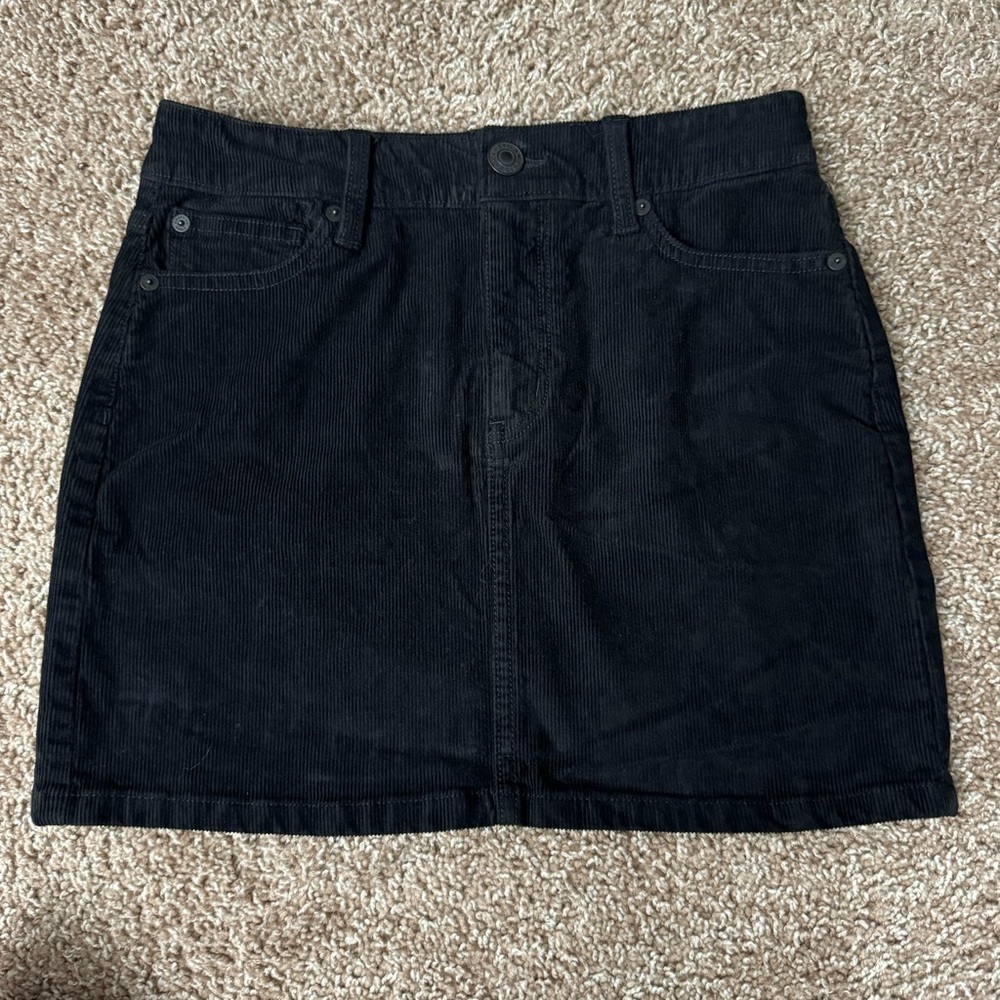American Eagle Women's Black Corduroy Hi Rise Mini‎ Skirt Size 00